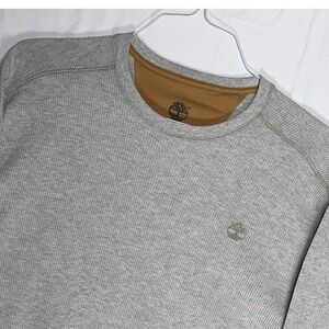 Timberland Men's Gray Waffle Knit Long Sleeve Crew Neck Shirt Size L